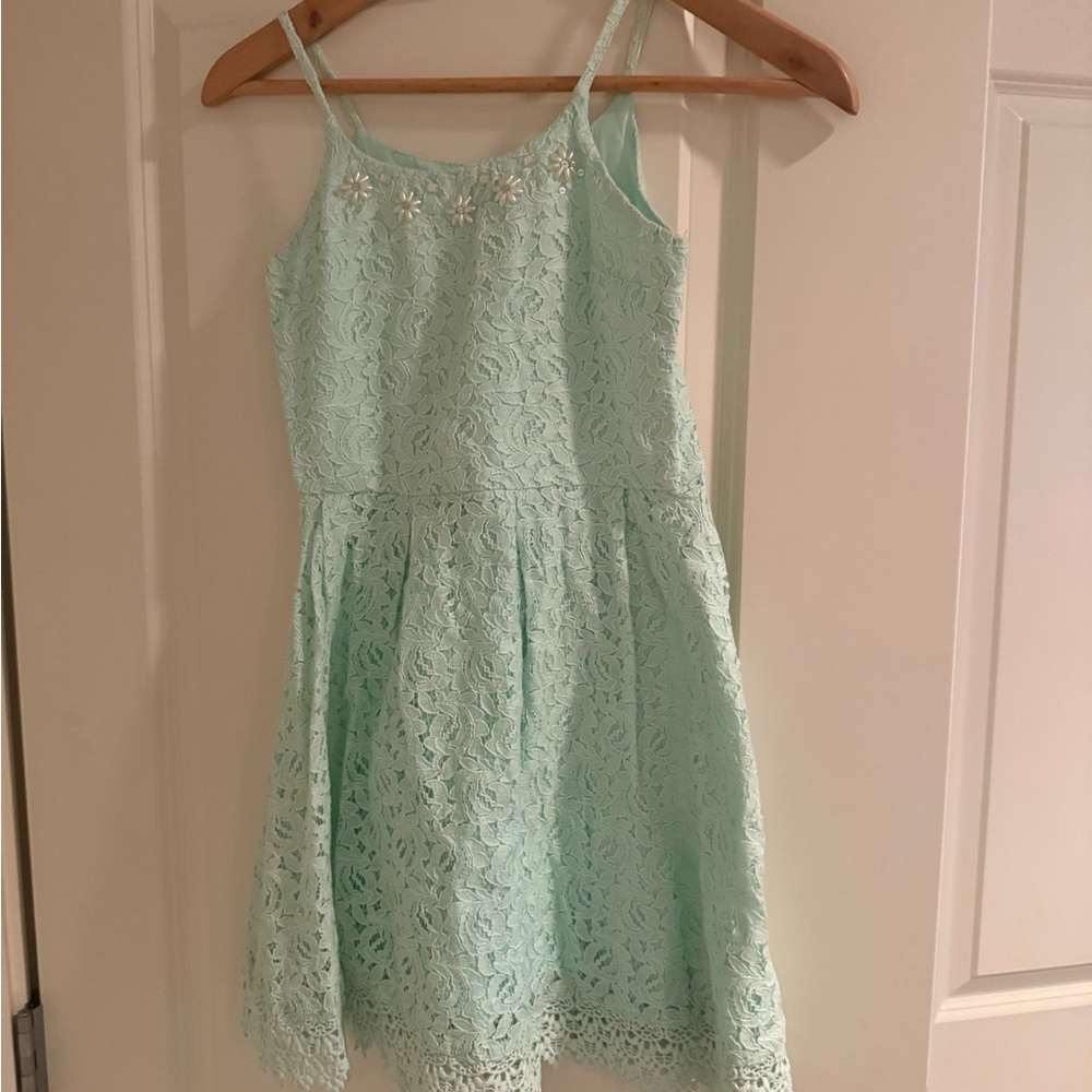 Ruby & Bloom Light Green Lace Kids Dress